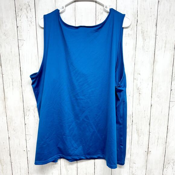 Catherines Tank Top‎ Women 3X (26/28W) Blue Solid Sleeveless Pullover Blouse - Picture 3 of 3